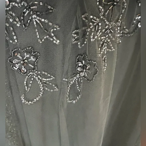 Olive Green beaded prom dress/wedding guest dress - Picture 4 of 14